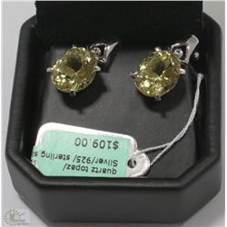 1)QUARTZ TOPAZ STERLING .925 SILVER EARRINGS