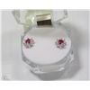 Image 1 : 9)NATURAL RUBY & CZ ENHANCED  .925 SILVER EARRINGS