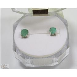 4)NATURAL EMERALD ENHANCED .925 SILVER EARRINGS