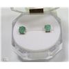Image 1 : 4)NATURAL EMERALD ENHANCED .925 SILVER EARRINGS