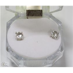 11)NATURAL WHITE TOPAZ .925 SILVER EARRINGS