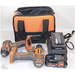 RIDGID CORDLESS DRILL & DRIVER KIT WITH TWO