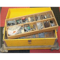ROLLING WOODEN HANDMADE 3 TRAY TOOL BOX WITH