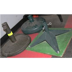 3 UMBRELLA STANDS INCLUDING 2 METAL AND 1 PLASTIC