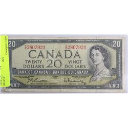 1954 CANADIAN $20 BILL BEATTIE/RASMINSKY