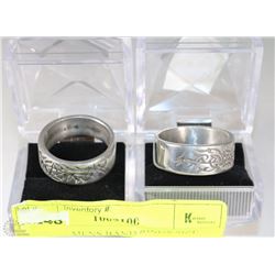 LOT OF 2 MENS BAND RINGS SIZE 11.5 AND 11