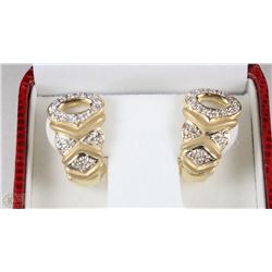 PAIR OF 14K YELLOW GOLD DIAMOND EARRINGS