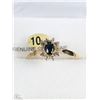 Image 1 : 10KT YELLOW GOLD DIAMOND AND SAPPHIRE RING W/COA
