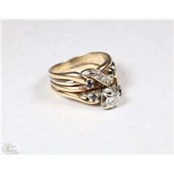 YELLOW & WHITE GOLD GENUINE DIAMOND & SAPPHIRE