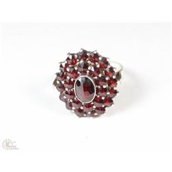 STAMPED 925 SILVER GARNET RING SIZE 5