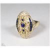 Image 1 : LADIES YELLOW GOLD GENUINE DIAMOND & SAPPHIRE RING