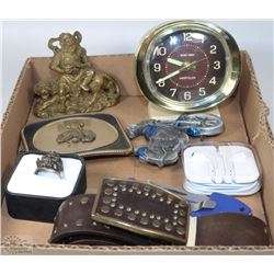 BOX W/SOLID BRASS SAMURAI TIGER FIGURINE,