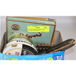 BOX OF TOBACCO ITEMS; PIPE, CIGARETTE HOLDER