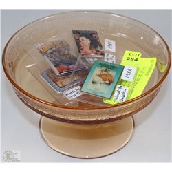 VINTAGE DEPRESSION GLASS CANDY DISH WITH FOUR