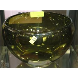 LARGE GREEN GLASS BOWL 11"DIAMETER