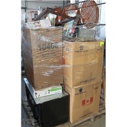 PALLET OF HOUSEHOLD INCL. MICROWAVE,SS MIX BOWL