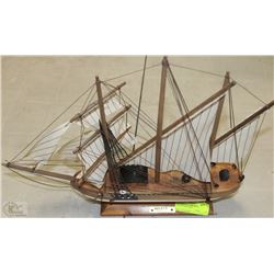 WOODEN SHIP DISPLAY ENTITLED GOLETA SIGLO XIX