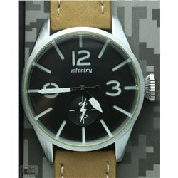 INFANTRY MENS WATCH ARMY STYLE BROWN LEATHER BAND