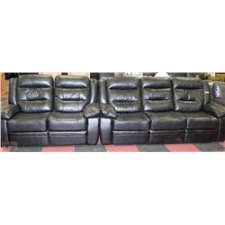 BLAKE BLACK LEATHERETTE  RECLINING SOFA WITH