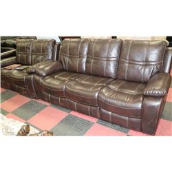 NEW ROCKFORD BROWN LEATHERETTE RECLINING SOFA AND