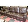 Image 1 : NEW ROCKFORD BROWN LEATHERETTE RECLINING SOFA AND
