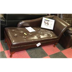 NEW BROWN LEATHERETTE STORAGE CHAISE LOUNGE CHAIR