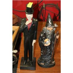 SKELETON AND WIZARD ORNAMENT PAIR