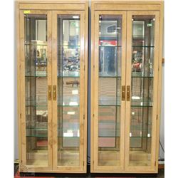 TALL 2 DOOR GLASS SHELF DISPLAY CABINET X2
