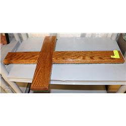 LARGE WOODEN CROSS 16"X28" WITH HANGER ON BACK