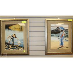 SET OF BOY AND GIRL FRAMED PICS 22"X18" EACH
