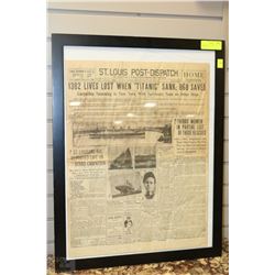 FRAMED ST. LOUIS POST NEWSPAPER