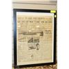 Image 1 : FRAMED ST. LOUIS POST NEWSPAPER