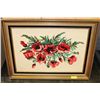 Image 1 : 35.5" X 26" NEEDLE WORK PICTURE OF PANSIES