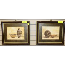 2 FRAMED AND MATTED VASE AND BASIN PICTURE SET