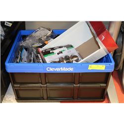 TOTE FILLED WITH ASSORTED INDOOR & ENTRANCE DOOR