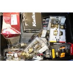 TOTE FILLED WITH ASSORTED INDOOR & ENTRANCE DOOR