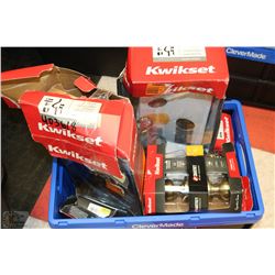 TOTE FILLED WITH ASSORTED INDOOR & ENTRANCE DOOR