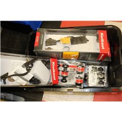 TOTE FILLED WITH ASSORTED INDOOR & ENTRANCE DOOR