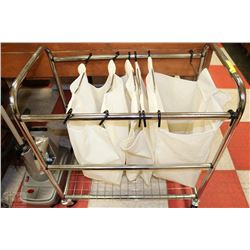 3 COMPARTMENT CANVAS LAUNDRY CART
