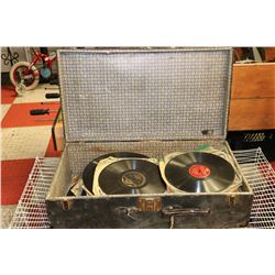 VINTAGE SUITCASE WITH RECORDS