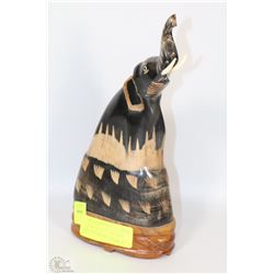ELEPHANT CARVED FROM BUFFALO HORN