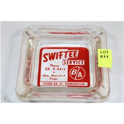 BA VINTAGE SWIFTEE SERVICE GLASS ASHTRAY