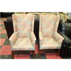 PAIR OF ESTATE ARMCHAIRS (FLORAL PATTERN)