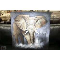 ELEPHANT ACRYLIC ON CANVAS PICTURE - 31" X 31"