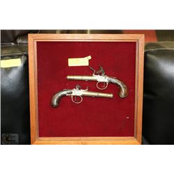 LOT OF 2 FRAMED PISTOLS FROM LATE 1700- EARLY 1800