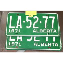 SET OF ALBERTA 1971 LICENSE PLATES