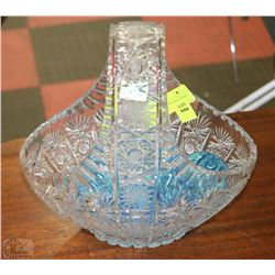 CRYSTAL PINWHEEL BASKET WITH BLUE GLASS BALLS