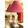 Image 1 : PAIR OF FLORAL PORCELAIN LAMPS WITH BURGUNDY