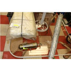 SQUARE GLASS PATIO TABLE WITH UMBRELLA STAND