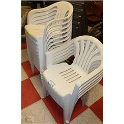 16 GRACIOUS LIVING WHITE PLASTIC PATIO CHAIRS